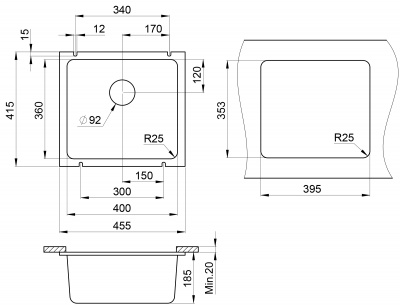 Кухонная мойка GRANULA (3601, АЛЮМИНИУМ) фото в интернет-магазине Русалия
