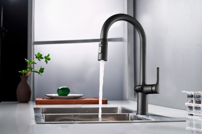 Смеситель ESKO для кухни вытяжной с дисплеем Black (K15B LED) фото в интернет-магазине Русалия