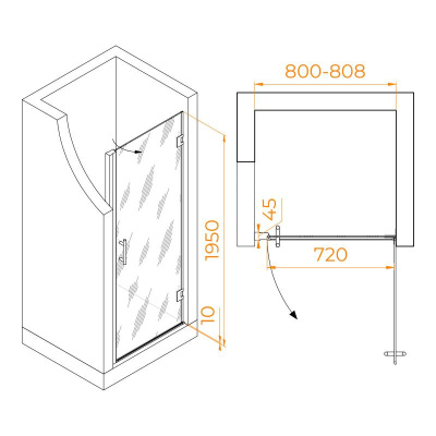 Душевая дверь RGW HO-011 800, стекло прозрачное, профиль хром фото в интернет-магазине Русалия
