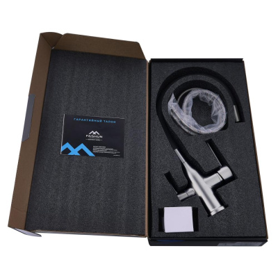 Смеситель для кухни FASHUN "на две воды", сатин/черный (A4363-N) фото в интернет-магазине Русалия