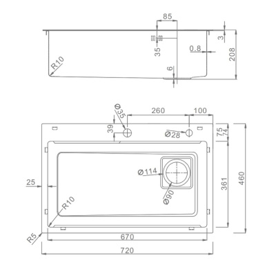 Кухонная мойка Raglo R702.7246.05, сатин фото в интернет-магазине Русалия