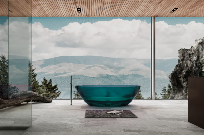 Прозрачная ванна ABBER Kristall AT9702Aquamarin бирюзовая 180х85х52 см фото в интернет-магазине Русалия