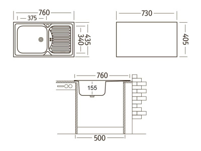 Кухонная мойка UKINOX Классика CLM760.435 --W6K 1R, 43,5*76 фото в интернет-магазине Русалия