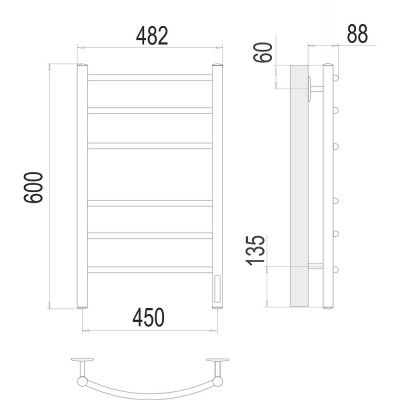 Полотенцесушитель электрический Terminus Классик П6 450х60 КС 903, белый матовый 4670078527561 фото в интернет-магазине Русалия