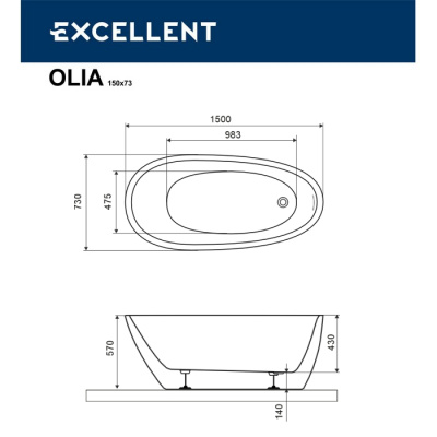 Акриловая ванна EXCELLENT Olia 2.0 150x73 WAEX.OLI2.15WH фото в интернет-магазине Русалия