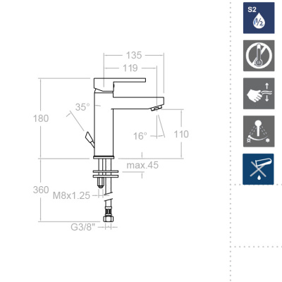 Смеситель для раковины однорычажный DRAKO 330403 (M) Ramon Soler фото в интернет-магазине Русалия