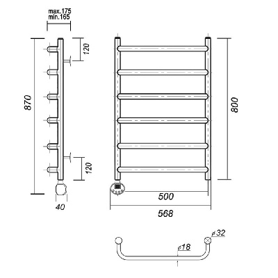 Электрический полотенцесушитель Стефано П6 500x800 EL, хром Domoterm фото в интернет-магазине Русалия