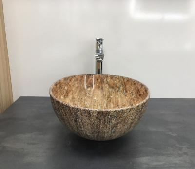 Раковина накладная круглая под коричневый камень MNC 489 CeramaLux фото в интернет-магазине Русалия