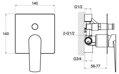 Встраиваемый смеситель  CARIN CAR-BASM-CRM  Belbagno фото в интернет-магазине Русалия