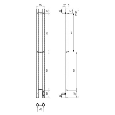 Полотенцесушитель электрический REFLEXION Гоби RXT031108WH 1100x80 с крючками, белый матовый фото в интернет-магазине Русалия