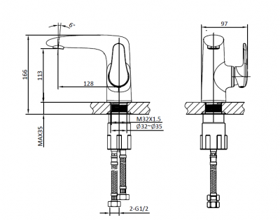 Смеситель для раковины Squalo 0106 Cr AltroBagno фото в интернет-магазине Русалия