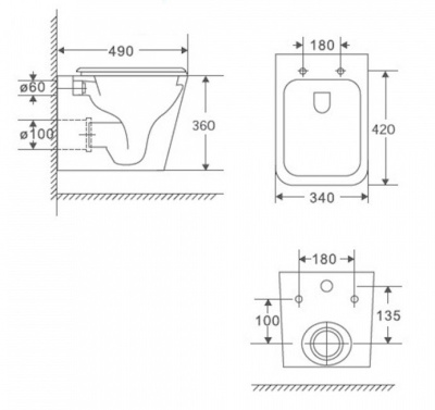 Унитаз подвесной безободковый Heis SH0302 с сиденьем-микролифт SHRUDERS фото в интернет-магазине Русалия