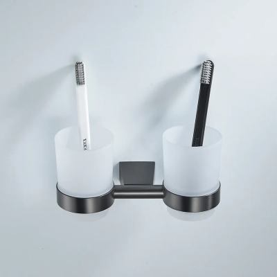 Стакан для ванной комнаты двойной Shevanik SG5722T, оружейная сталь фото в интернет-магазине Русалия