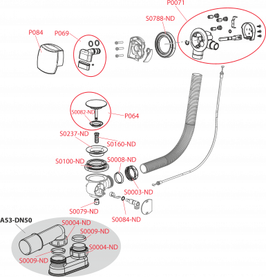 Слив-перелив полу-автоматический с наполнением для ванны A564KM1 Alcaplast фото в интернет-магазине Русалия