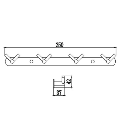 Планка с крючками Savol S-007224, хром фото в интернет-магазине Русалия