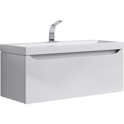 Подвесная тумба 100 Verona белый Ver.01.10/W + умывальник Infinity 1000 Inf.10.04.D Aqwella фото в интернет-магазине Русалия