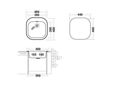 Кухонная мойка UKINOX Галант GAM460.480 -GT6K 0C, 48*46 фото в интернет-магазине Русалия