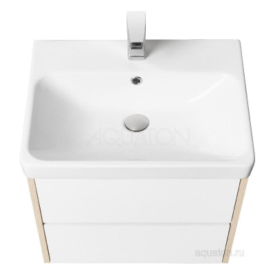 Тумба под раковину AQUATON Сканди 70 белая, дуб верона 1A251801SDB20 фото в интернет-магазине Русалия