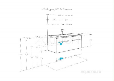 Тумба под раковину AQUATON Мадрид 100 М 2 ящика белый 1A128001MA010 фото в интернет-магазине Русалия