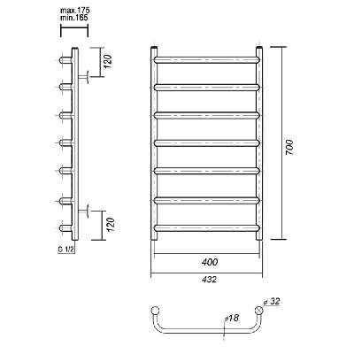 Водяной полотенцесушитель Стефано П7 400x700, хром Domoterm фото в интернет-магазине Русалия
