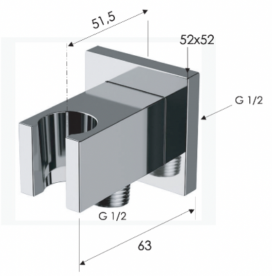 Держатель ручного душа с подключением шланга Remer 337Q фото в интернет-магазине Русалия