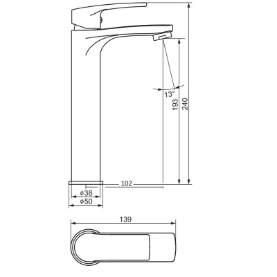 480250300 Eclipse 2.0, смеситель для умывальника высокий, черный Damixa фото в интернет-магазине Русалия