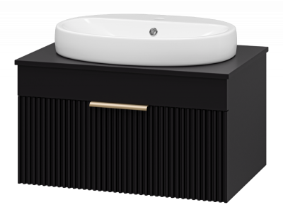 Тумба Enfida 70 подвесная (черная) с раковиной Ekokerama Doppia 65 Brevita фото в интернет-магазине Русалия