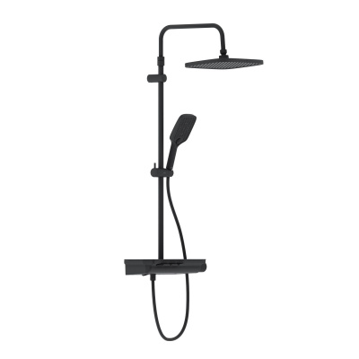 953760300 Gala душевая система с ванно  душевым ТМС смесителемполкой, чёрный фото в интернет-магазине Русалия