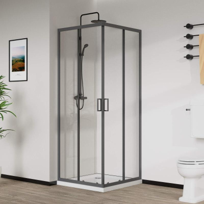 Душевой уголок City VSS-5CT900CLGM, 900*900, вороненая сталь, стекло прозрачное Vincea фото в интернет-магазине Русалия
