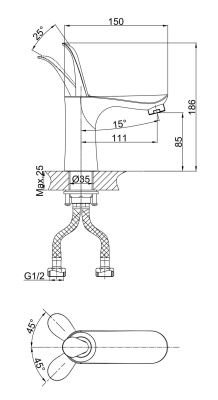 Смеситель для раковины DK Venice Baciano (DA1032159) фото в интернет-магазине Русалия
