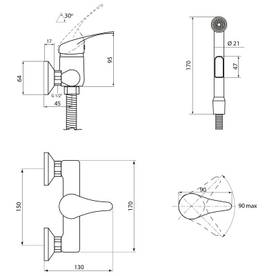 Смеситель Славен с гигиеническим душем Прораб П (СЛ-ОД-П51) фото в интернет-магазине Русалия