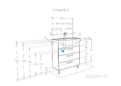 Тумба под раковину AQUATON Ария 80 Н белый 1A141301AA010 фото в интернет-магазине Русалия