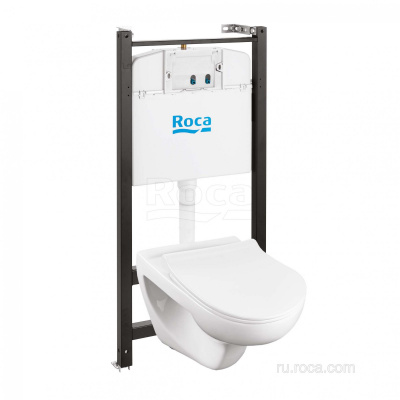 Комплект Victoria 893105010 унитаз Rimless + инсталляция + Slim сиденье дюропласт, без панели смыва Roca фото в интернет-магазине Русалия