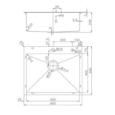 Кухонная мойка Raglo R701.6050.05, сатин фото в интернет-магазине Русалия