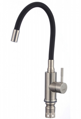 Смеситель для кухни с гибким изливом черный/нержавейка SUS6002-01 Savol фото в интернет-магазине Русалия