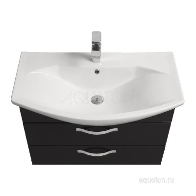 Тумба под раковину AQUATON Ария 80 М подвесная черный глянец 1A140801AA950 фото в интернет-магазине Русалия