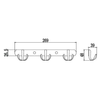 Планка с крючками Savol S-07203B, хром фото в интернет-магазине Русалия