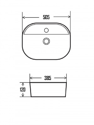 AQM5002 Раковина настольная с отверстием под смеситель. 505x385x120 фото в интернет-магазине Русалия