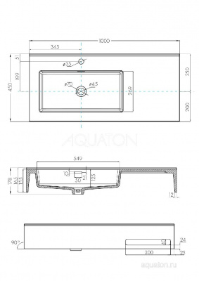 Раковина AQUATON Квадро Про 100 левая 1A733331QA01L фото в интернет-магазине Русалия