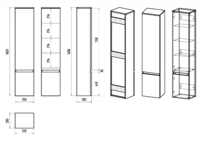 Шкаф - пенал Victory 35 подвесной левый (зеленый) VIC-05035-080L Brevita фото в интернет-магазине Русалия