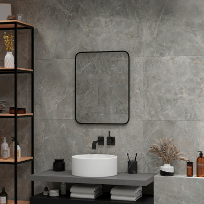 Зеркало с подсветкой Torry 500x700 черная краска, открытая подсветка, антизапотевание ЗЛП2278 Continent фото в интернет-магазине Русалия