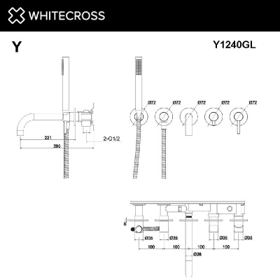 Смеситель для ванны скрытого монтажа WHITECROSS Y Y1240GL (золото) фото в интернет-магазине Русалия