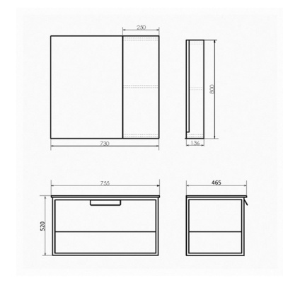 Зеркало-шкаф Comforty Бонн 75 графит/дуб дымчатый фото в интернет-магазине Русалия