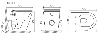 Унитаз приставной безободковый HIGHLIGHT CN1812 с сиденьем микролифт Ceramica Nova фото в интернет-магазине Русалия
