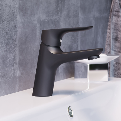 770210301 Jupiter, смеситель для умывальника, черный фото в интернет-магазине Русалия