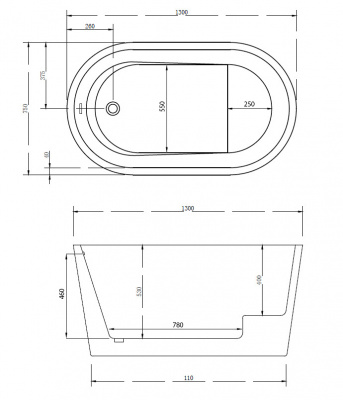 Акриловая ванна ABBER AB9277 130х75х63 см фото в интернет-магазине Русалия