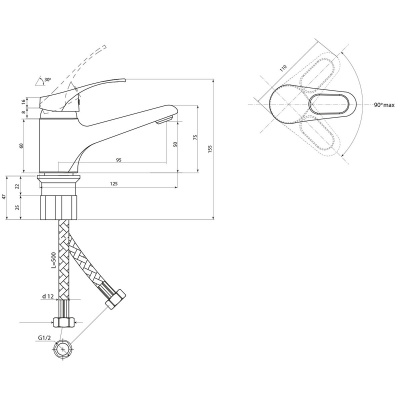 Смеситель Славен  для умывальника Дача Б (СЛ-ОД-Б10) фото в интернет-магазине Русалия