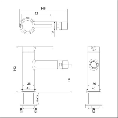Смеситель для биде EXCELLENT Pi AREX.1203BL (черный мат) фото в интернет-магазине Русалия