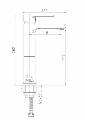 Смеситель высокий для накладной раковины Brasko Black черный А63111 Cersanit фото в интернет-магазине Русалия