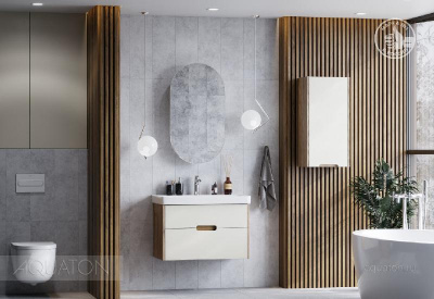 Тумба под раковину AQUATON Оливия 80 бежевый, дуб велл 1A283101OLVG0 фото в интернет-магазине Русалия